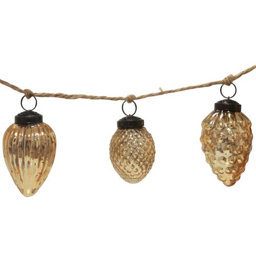 Itens Guirlanda de cone de vidro decoração suspensa Natal ouro 120cm