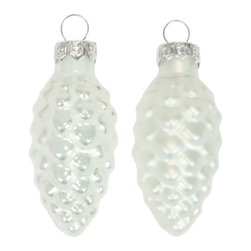 Cones de vidro decorações de Natal vidro branco Ø2,5cm 6cm 10 unidades