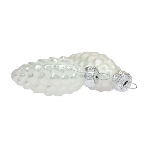 Cones de vidro decorações de Natal vidro branco Ø2,5cm 6cm 10 unidades