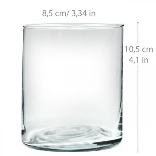 Itens Vaso de vidro redondo, cilindro de vidro transparente Ø9cm A10,5cm