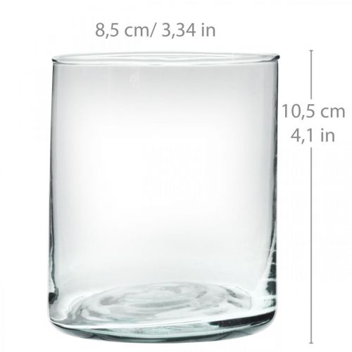 Floristik24 Vaso de vidro redondo, cilindro de vidro transparente Ø9cm A10,5cm