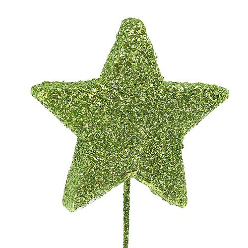 Floristik24 Mica estrelas verdes 4 cm no fio 60 unidades