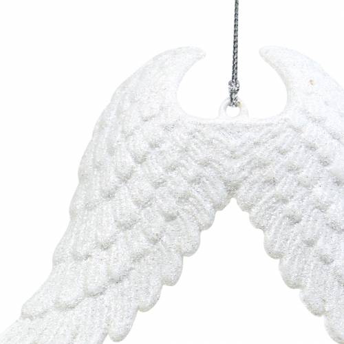 Itens Decorações para árvores de Natal asas de anjo com brilho branco 16 cm 12 unidades