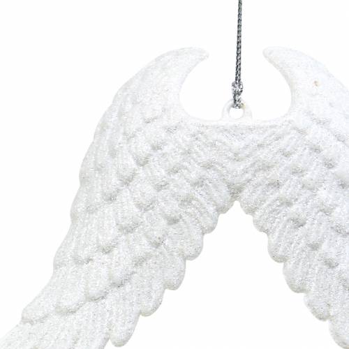 Floristik24 Decorações para árvores de Natal asas de anjo com brilho branco 16 cm 12 unidades