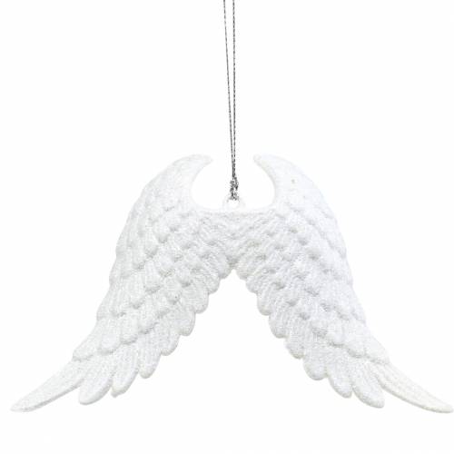 Floristik24 Decorações para árvores de Natal asas de anjo com brilho branco 16 cm 12 unidades