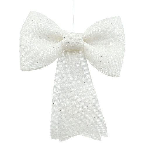 Floristik24 Laço brilhante para pendurar branco 32 cm x 42 cm