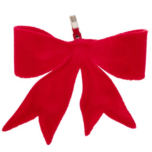 Laço decorativo vermelho com prendedor. Versátil enfeite de Natal. 11 cm, 4 unidades.