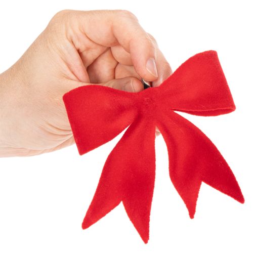 Laço decorativo vermelho com prendedor. Versátil enfeite de Natal. 11 cm, 4 unidades. | Floristik24.pt