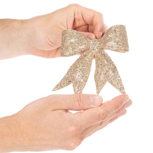 Laço brilhante, laço decorativo, dourado com presilha, 11 cm, 4 peças | Floristik24.pt