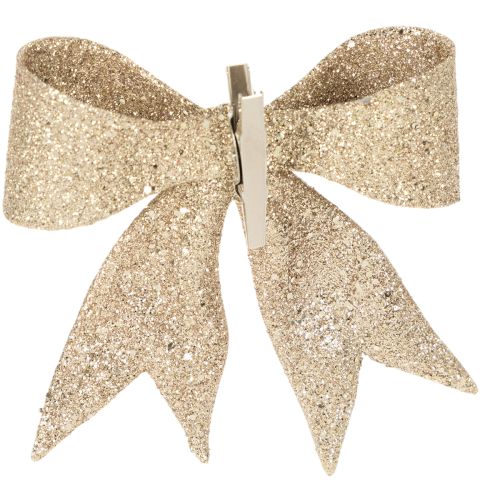 Laço brilhante, laço decorativo, dourado com presilha, 11 cm, 4 peças | Floristik24.pt