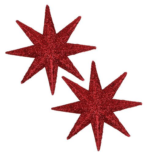 Floristik24 Estrela glitter vermelha Ø10cm 12 unid.