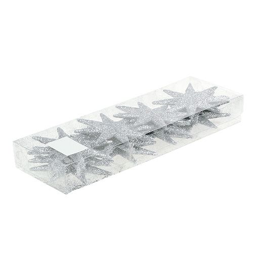 Itens Estrela glitter prata Ø10cm 12 unid.