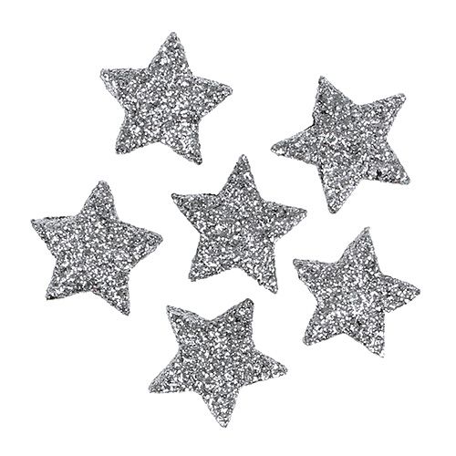 Floristik24 Glitter estrela prata Ø2.5cm 96pcs