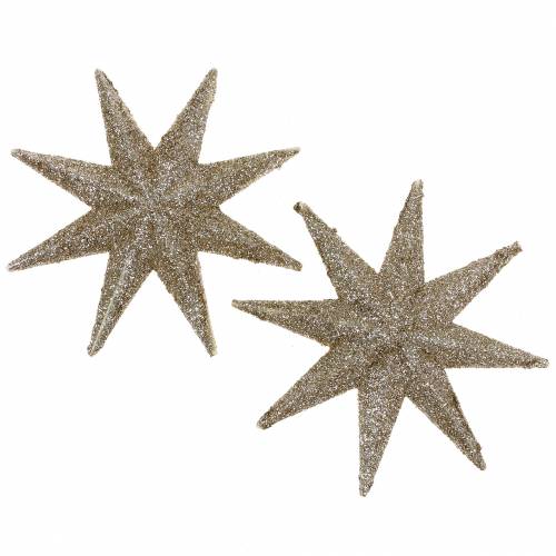 Estrela decorativa glitter champagne 10cm 12pcs