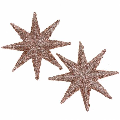 Floristik24 Star glitter ouro rosa 10cm 12pcs