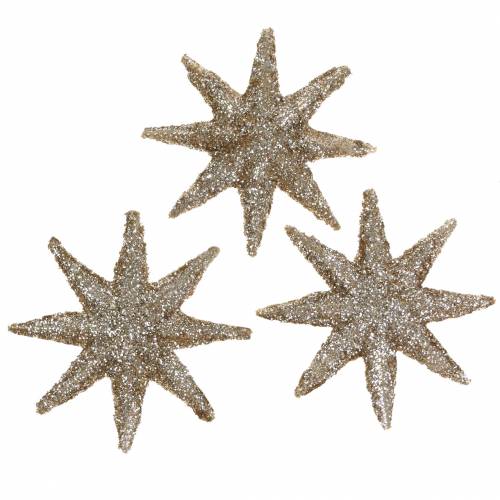 Floristik24 Estrela decorativa glitter champanhe 5cm 20 un