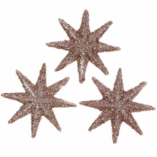 Floristik24 Estrela glitter ouro rosa 5cm 20 un