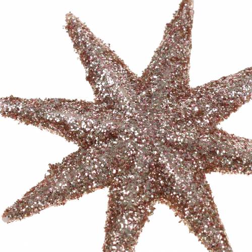 Floristik24 Estrela glitter ouro rosa 5cm 20 un