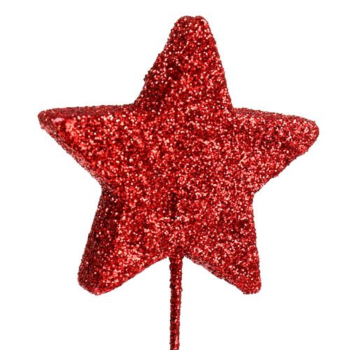 Itens Estrela brilhante em fio 5cm vermelho L23cm 48pcs