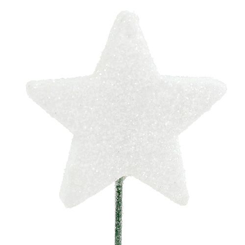 Floristik24 Estrela brilhante em fio branco 4cm L22cm 60pcs