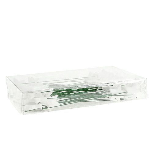 Floristik24 Estrela brilhante em fio branco 4cm L22cm 60pcs