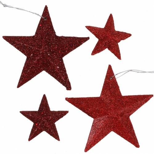 Glitter star red mix 9.5/5cm 18 peças