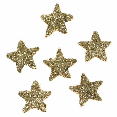 Itens Estrelas cintilantes de ouro 1,5 cm 144 unidades