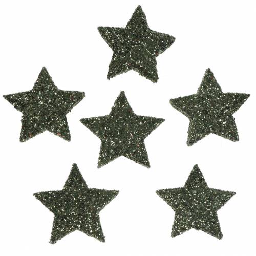 Floristik24 Star glitter verde 2,5 cm 48 unidades