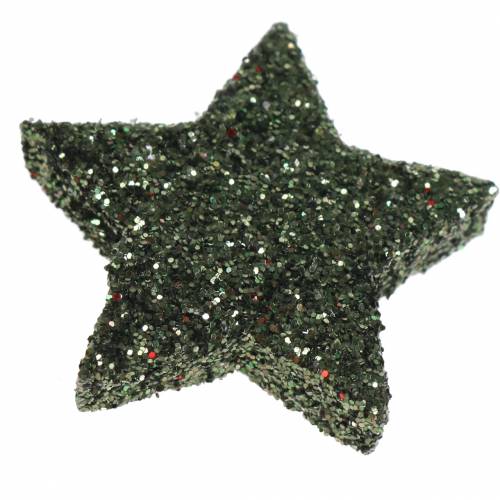Floristik24 Estrela glitter verde 2,5cm 48 un