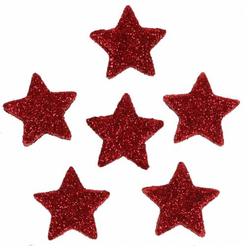 Floristik24 Star glitter red 2,5cm 50pcs