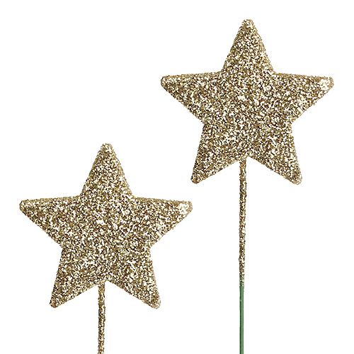 Floristik24 Estrelas brilhantes em fio de ouro 5cm L23cm 48pcs