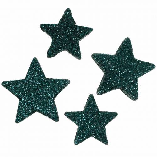 Floristik24 Estrelas brilhantes para borrifar esmeralda 4/5 cm 40 unidades sortidas