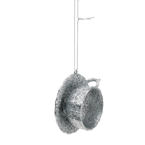 Floristik24 Copo de prata brilhante para pendurar 8cm 12pcs