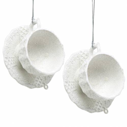 Floristik24 Decoração da árvore de Natal copo glitter branco 8cm 12pcs