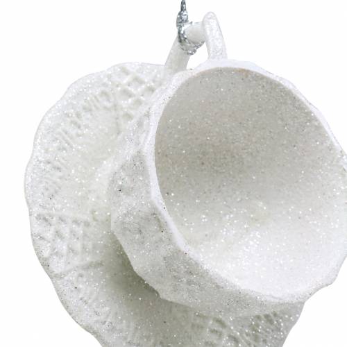 Floristik24 Decoração da árvore de Natal copo glitter branco 8cm 12pcs