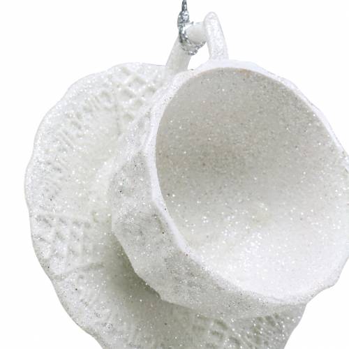 Itens Decoração da árvore de Natal copo glitter branco 8cm 12pcs