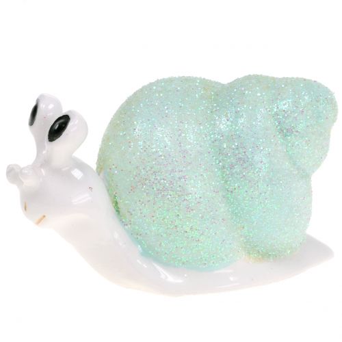 Floristik24 Estatueta decorativa caracol glitter menta/rosa 8cm 6 un