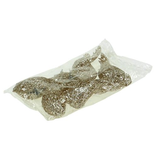 Floristik24 Pássaro de brilho 8cm ouro com clipe 6 unidades