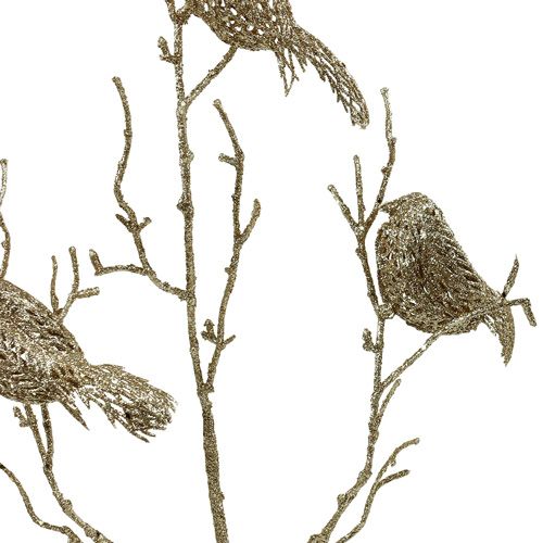 Floristik24 Ramo de brilho com pássaros 75cm ouro