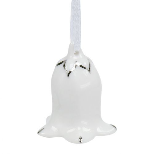 Floristik24 Forma de flor de sino 5 cm - 5,5 cm branco, prata 4 peças
