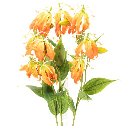 Flor artificial Gloriosa laranja com hastes longas para vasos, 80cm, 3 unidades. comprar | Floristik24.pt