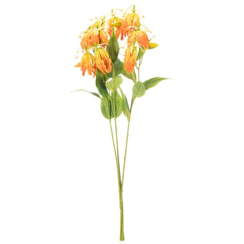 Flor artificial Gloriosa laranja com hastes longas para vasos, 80cm, 3 unidades. | Floristik24.pt