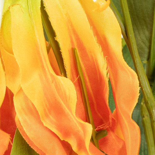 Flor artificial Gloriosa laranja com hastes longas para vasos, 80cm, 3 unidades. | Floristik24.pt