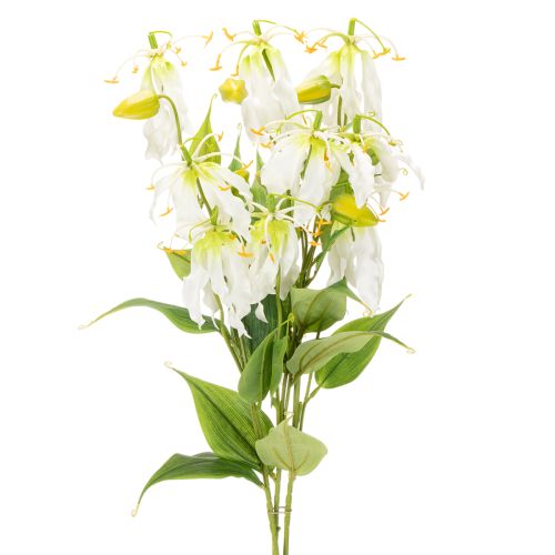 Flor artificial Gloriosa, branca e amarela, elegante ramo florido para decoração, 80 cm, 3 peças.