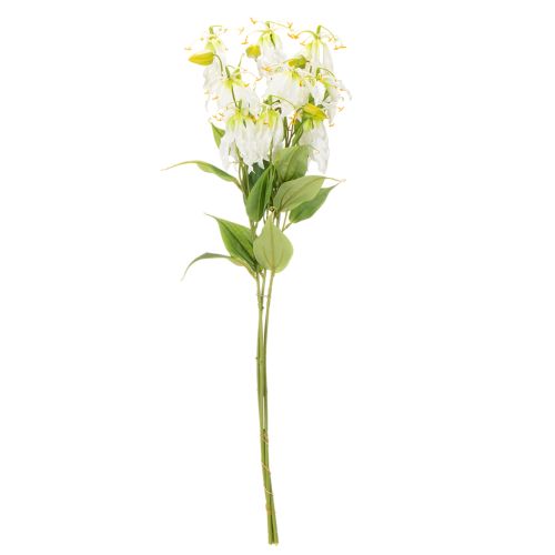 Flor artificial Gloriosa, branca e amarela, elegante ramo florido para decoração, 80 cm, 3 peças. | Floristik24.pt