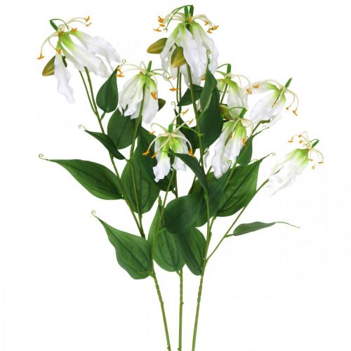 Floristik24 Lírio artificial, decoração com flores, planta artificial, flor de seda branca L82cm 3 unidades