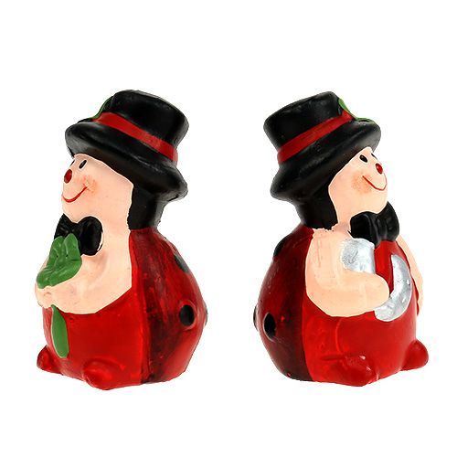 Floristik24 Besouro de cerâmica com amuleto da sorte 6cm vermelho 12 unidades
