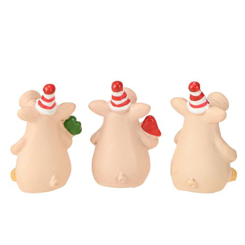 Floristik24 Decoração de porco da sorte Porco com amuletos da sorte 5 cm 6 peças