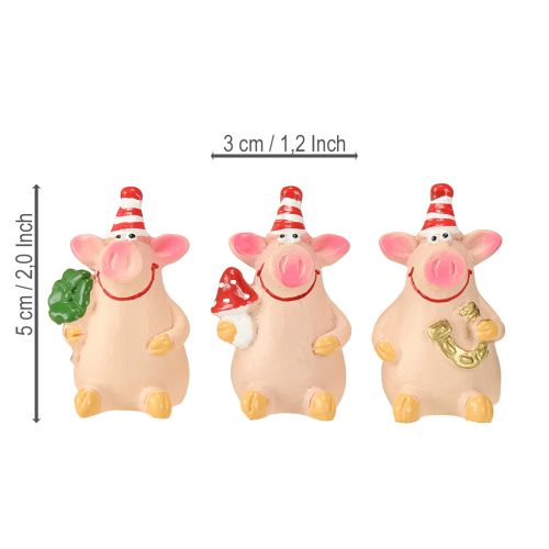 Itens Decoração Porco da Sorte Porco com Amuletos da Sorte 5cm 6 peças