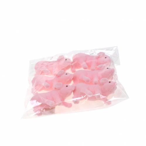 Floristik24 Porco da sorte rosa reunido 9 cm 6 unidades